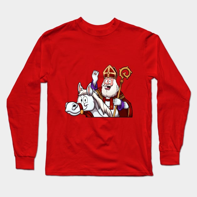 Saint Nicholas On Horse Long Sleeve T-Shirt by TheMaskedTooner